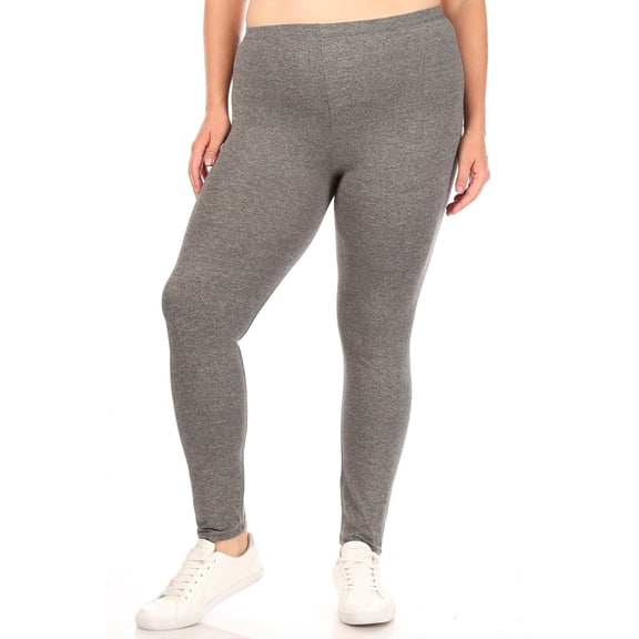 Women Plus Size Elastic High Waist Solid Stretch Fitted Leggings