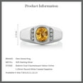thumbnail image 6 of Gem Stone King Men's 925 Sterling Silver Oval Checkerboard Yellow Citrine and White Created Sapphire Ring for Men | 1.31 Cttw | Oval 8X6MM | Available in Size 7, 8, 9, 10, 11, 12, 13, 6 of 6
