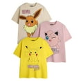 thumbnail image 1 of Pokemon T-Shirt pour Filles Pikachu, Eevee et Jigglypuff (Lot de 3), 1 of 5