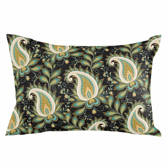 Outdoor Waterproof Throw Pillow Covers Set of 2 Teal Yellow Boho Abstract Flower Pillowcases Lumbar Outdoor Pillows Cushion Case 20x12 Inch Bohemian Style Floral Patio Pillows for Couch Sofa Bed