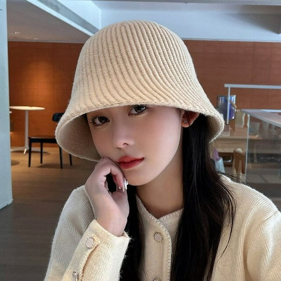 COCOpeaunt New Ladies Harajuku Bucket Hat Solid Men Fishing Fisherman Hat Autumn Winter Lamb Wool Outdoor Warm Panama Cap for Women