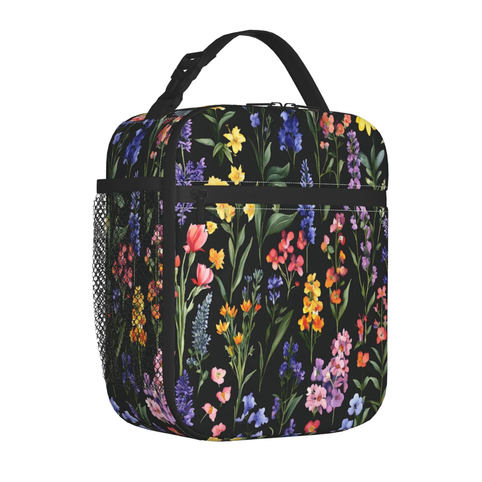 Lunch Bag For Women Men Insulated Portable Lunch Box Bento Box Office Picnic Travel Cooler Bag A Variety Of Colorful Flowers