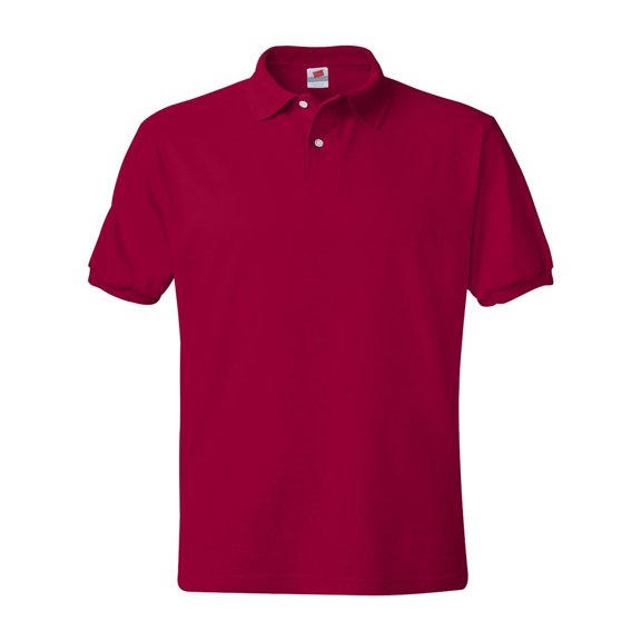 Hanes Men's 2 Pack Short Sleeve Jersey Pocket Polo, Deep Red/Navy, XL