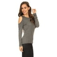 thumbnail image 2 of Women's Long Sleeve Cold Shoulder Knit Top (Heather Charcoal, Medium), 2 of 2