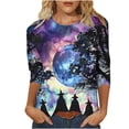 thumbnail image 1 of T-shirt Mode Femme Imprimé Manches 3/4 Col Rond Décontracté, 1 of 6