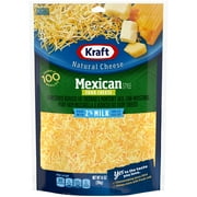 Kraft Mexican Style Four Cheese Blend Shredded Cheese with 2% Milk, 14 oz Bag