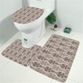 thumbnail image 2 of Boho Brown Damask Ethnic Pattern Bathroom Rugs Sets 3 Piece,Toilet Cover Set,Absorbent Non Slip Bathroom Mats Sets with U-Shaped Contour Rug Toilet Rug Set, 2 of 5