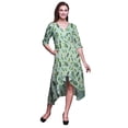 thumbnail image 1 of Bimba Coton Vert Zamioculcas Feuilles Femmes Asymétrique Poche Robe Droite Été Fête Mi-Longue-Petit, 1 of 4