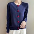 thumbnail image 4 of UJNDER Women Seamless Knit Cardigan Long Sleeve Button Up Sweater Coat Soft Comfortable Elegant Casual Outerwear Navy XL, 4 of 4