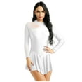 thumbnail image 2 of vastwit Womens Mesh Long Sleeve Ice Skating Dress Roller Skater Ballet Dance Leotard Lyrical Dress White Large, 2 of 6