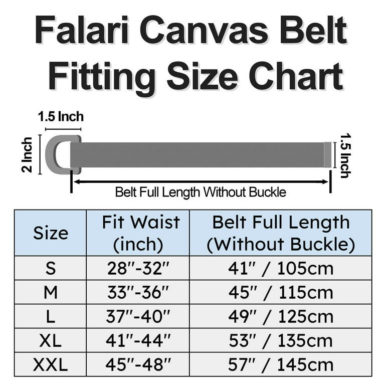 Falari Canvas Web Belt Metal Double D Ring Buckle for Men Women