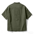 thumbnail image 4 of BangWanChi Men's Shirts Casual & Comfy Linen Top Summer Beach Wear Solid Holiday Street Short Sleeved Collared Tops, 4 of 5