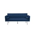 thumbnail image 2 of Velvet Convertible Futon Sofa Bed, Mid-Century Modern Loveseat Sofa with Padded and Backrest, Memory Foam Couch Sleeper Sofa with Pillows, Armchair Sofa for Bedroom Living Room Hotel Office, Navy Blue, 2 of 7