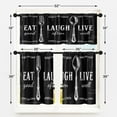 thumbnail image 4 of Black White Kitchen Window Curtains Valance and Tier Set 36 Inch Farmhouse Eat Good Laugh Often Live Well Rod Pocket Short Tier Curtain, Abstract Small Drapes for Kitchen Decor, 4 of 7