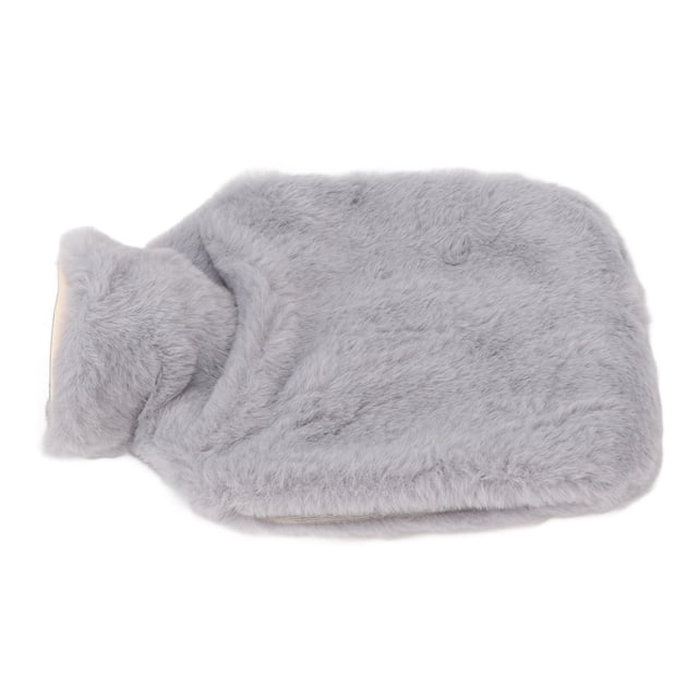 Botella De Agua Caliente Con Cubierta De Felpa Suave Hombres Mujeres Bolsa De Agua Caliente De PVC Portátil Calentador De Manos Abdomen Gran Regalo Para Mujeres, Personas Mayores Niños 1L(gris)