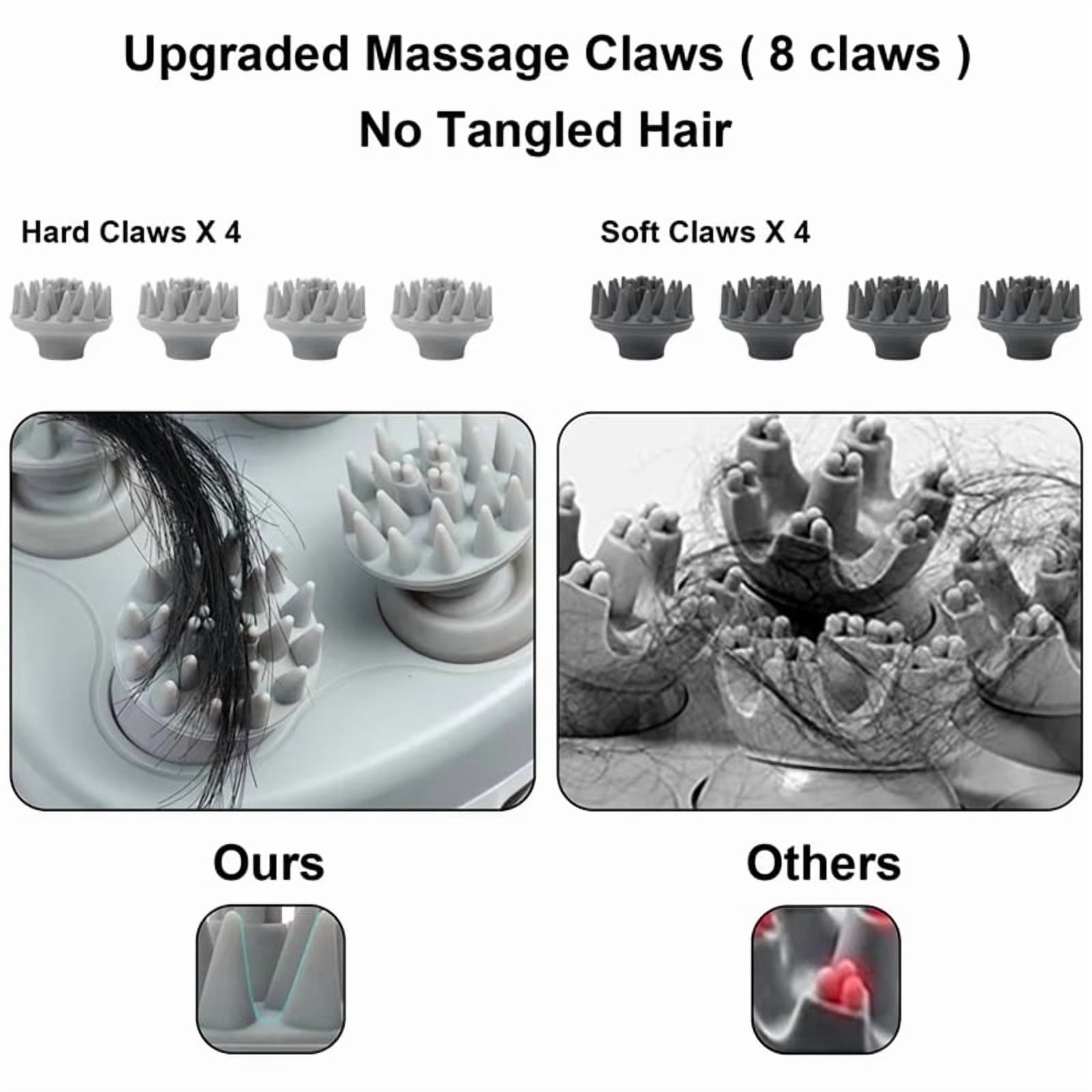 Electric Scalp Massager with Red Light Therapy,Waterproof Handheld Head Massager,Deep Tissue Kneading & Body Relaxation