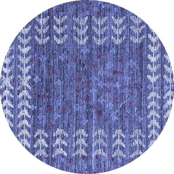Ahgly Company Indoor Round Abstract Blue Modern Area Rugs, 6' Round