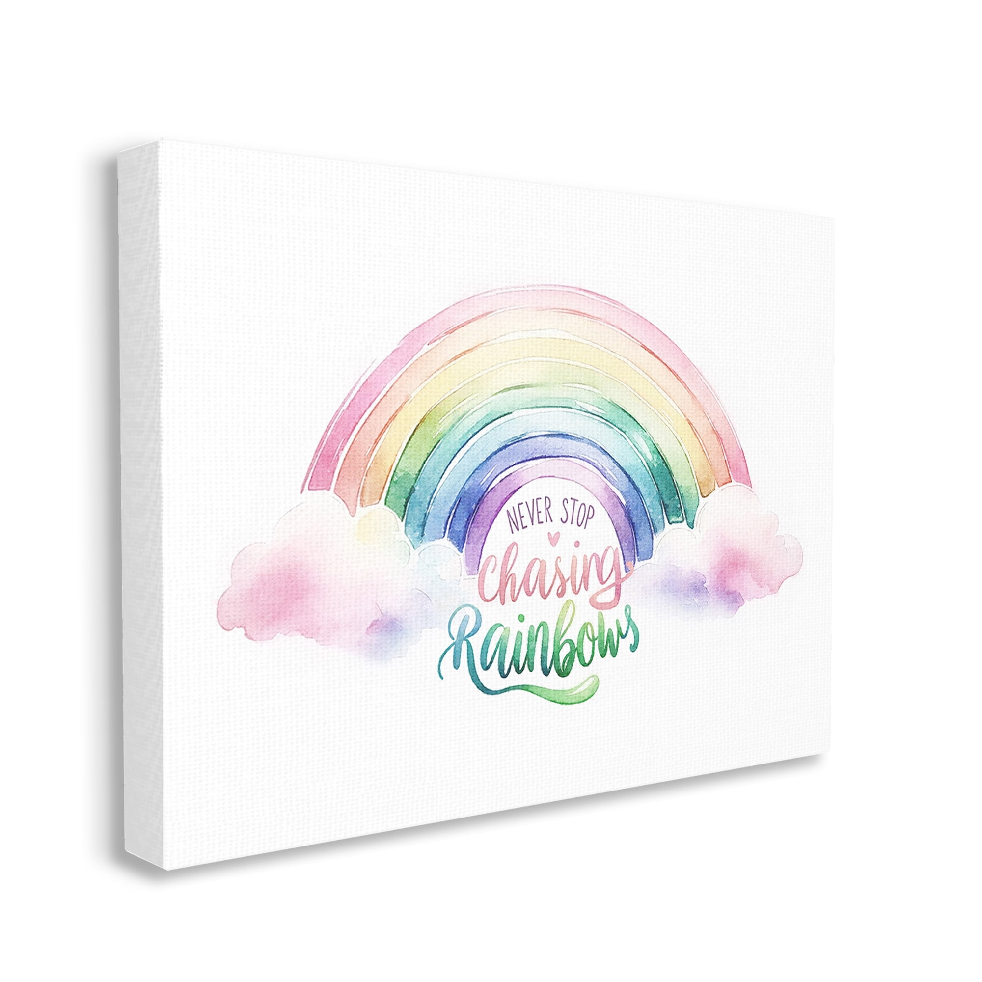 Stupell Industries Inspirational Chasing Rainbows Inspirational Painting Gallery Wrapped Canvas Art Print Wall Art, 20 x 16