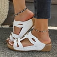 thumbnail image 5 of Women's Cutout Metal Accent Wedge Slide Sandals, Open-Toe Bohemian Platform Slip-On Summer Slippers, 5 of 9