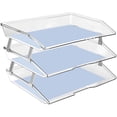 thumbnail image 2 of Acrimet Facility 3 Tier Letter Tray Side Load Plastic Desktop File Organizer (Clear Crystal Color), 2 of 9