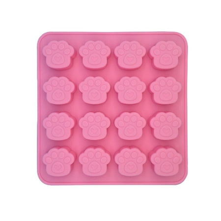 

1 Pc Silicone Mold 16-compartment Footprint Shaped Design Cake Decorating Tool Dessert Chocolate Fondant Mold - 16x15.5x2cm (Pink)