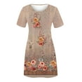 thumbnail image 3 of Wycnly Dresses for Women Vintage Plus Size Loose Swing Tunic Tshirt Short Dresses Crewneck Short Sleeve Flowers Print Summer Mini Formal Dress Yellow XL, 3 of 4