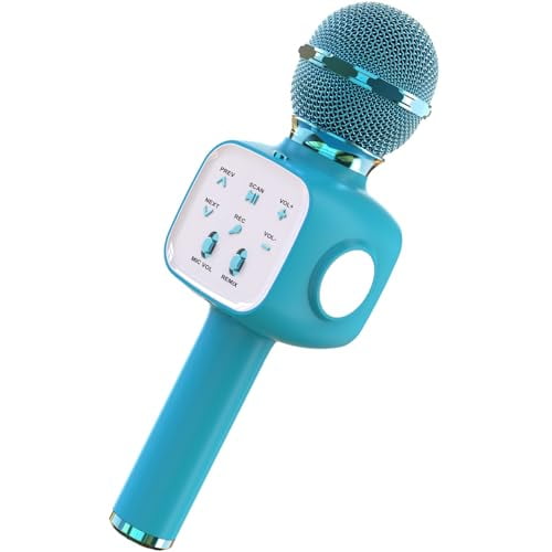 Wireless Bluetooth Microphone,Bluetooth Karaoke Microphone Wireless,Portable Bluetooth mic Speaker for Girls Boys Children Adults Christmas Birthday Gift for PC,Tablet,Smartphone - Blue