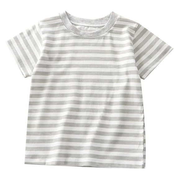 Boys Tshirts Striped Short Sleeve Crewneck Casual Summer T Shirts Graphic Tees for Boys 5-6 Years