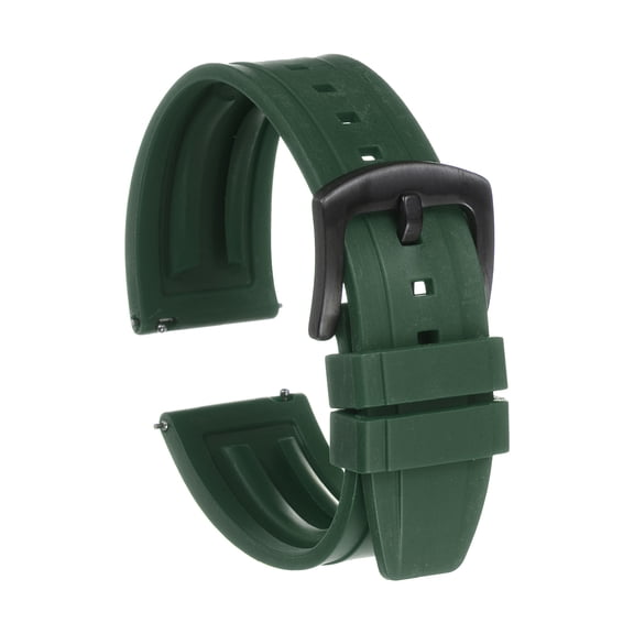 Uxcell Rubber Watch Band 24mm Quick Release Fluororubber Watch Strap with Black Stainless Buckle for Men Women, Green