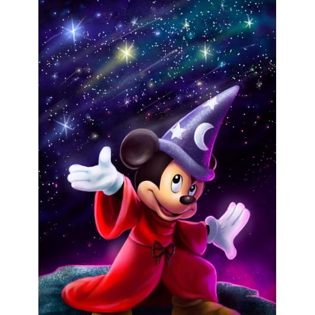Disney 5d Diy Diamond Painting Mickey Mouse Magic Picture Full Square Round Diamond Embroidery Cross Stitch Girl's Boy's Gift,round 20x25cm Gao Jinjia LED
