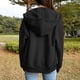 thumbnail image 4 of Chaqueta Con Capucha De Mezcla De Algodón De Color Sólido Para Mujer Con Capucha Con Capucha Suelta Top Negro 2xl Sunnimix Chaqueta con capucha para mujer, 4 of 8