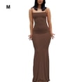 thumbnail image 2 of Guardurnaity larga Vestido ajustado Ropa de fiesta Cami Correas Sin mangas Piel multicolor Cierre Multiusos Atractivo Vestidos Marrón/M, 2 of 6