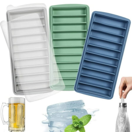 

Silicone Narrow Ice Stick Cube Trays with Lids Easy Push and Pop Out Material Ideal for Sports and Water Bottles Green and Gray