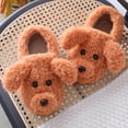 thumbnail image 3 of Comwarm-Zapatillas cortas de felpa con perro bonito para mujer, zapatos cálidos de algodón peludo para invierno, zapatillas acogedoras para interior y dormitorio, 2023, 3 of 5
