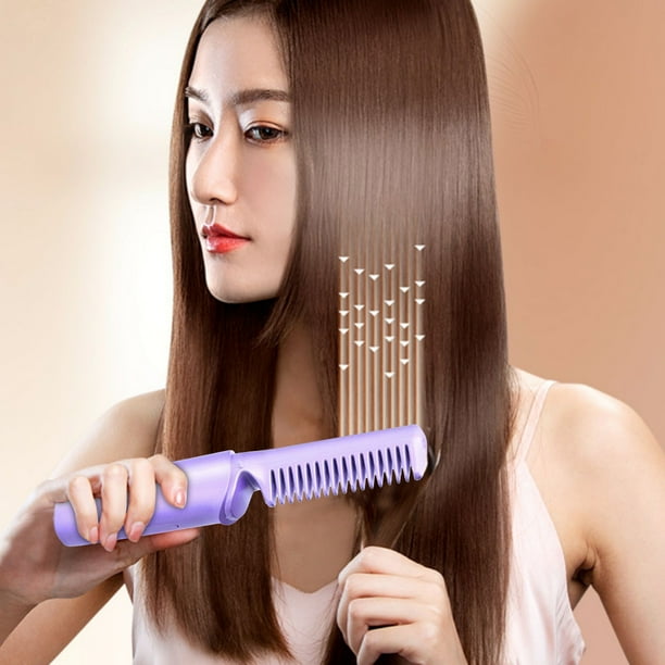 Peines para mujer, peines para el cabello, cepillo alisador de cabello USB, herramienta de peinado portátil con 3 temperaturas, peine alisador de cabello calentado, peine caliente, peine verde para ca