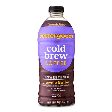 bettergoods Unsweetened Medium Roast Cold Brew Coffee, Brownie Batter, 48 fl oz Bottle
