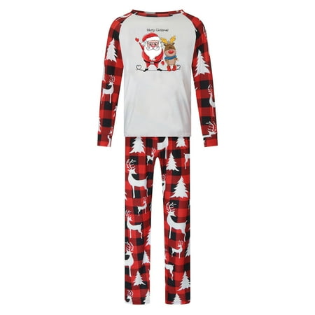

Christmas Gifts Christmas Pjs Matching Sets Cute Printed Top + Plaid Pants Sleepwear Holiday Pajamas Jammies for Family or Couples