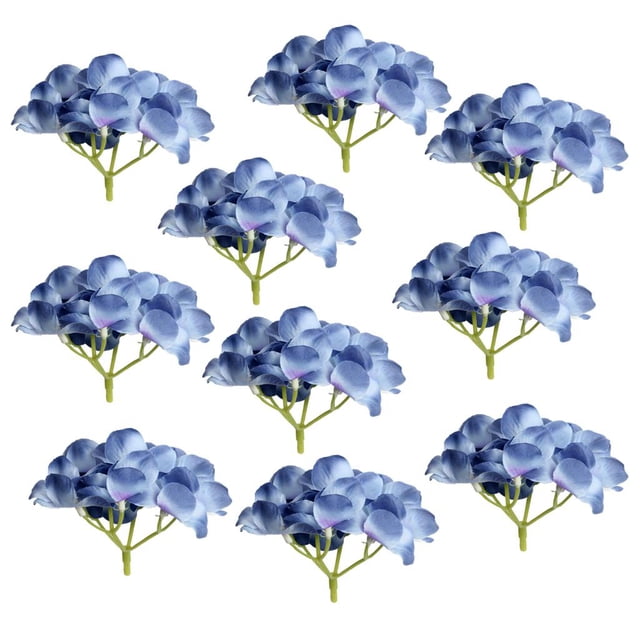 10 cabezas de flores artificiales de hortensia de seda de 10 cm para decoración de bodas DIY Azul oscuro