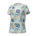 thumbnail image 2 of Naloa Algae Corals and Seashells Print T-Shirts Short Sleeve V Neck Tees for Women Fashion Tops Trendy Lightweight Soft Casual Summer Outfits Clothes, 2 of 5
