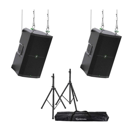 2 Mackie Thump215XT 15" PA Speaker DJ Package with Stands and Bag