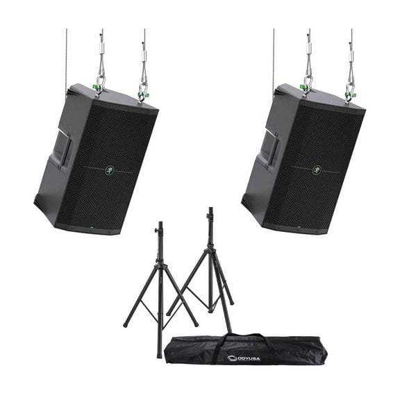 2 Mackie Thump215XT 15" PA Speaker DJ Package with Stands and Bag