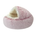 thumbnail image 2 of Pet Artist Dog Cave Bed Round Plush Cuddler Warm Cushion Igloo House Crate Cat Calming Bed, 2 of 7