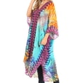 thumbnail image 3 of Sakkas Alvita Women's V Neck Beach Dress Top Caftan Cover up with Rhinestones - ONT85-Turq - One Size Regular, 3 of 5