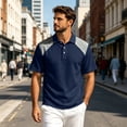 thumbnail image 2 of Trgacdwlo Linen Men's Polo Shirts Color Block Raglan Short Sleeve Shirts for Men Summer Breathable Sun Protection Mens Golf Polo Shirt, 2 of 7