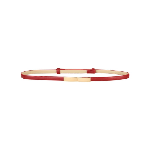 Cinturón de cintura de mujer INSPIRE CHIC de cuero sintético con hebilla de metal rectangular color rojo vino 55-95cm/21.65-37.4
