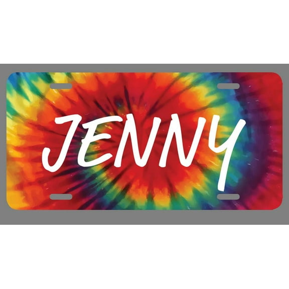 Jenny Name Tie Dye Style License Plate Tag Vanity Novelty Metal | UV Printed Metal | 6-Inches By 12-Inches | Car Truck RV Trailer Wall Shop Man Cave | NP1412