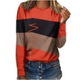 thumbnail image 1 of IROINID en Solde T-Shirt à Manches Longues en Polyester pour Femmes Confortable Dames Col Rond Hauts Amples T-Shirts Imprimés Blouse, Rouge, 1 of 5
