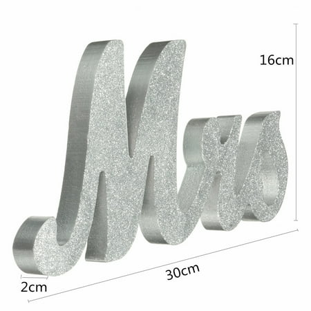 Large Wooden Mr Mrs Silver Shining Standing Letters Sign Wedding