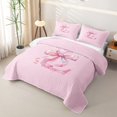 thumbnail image 3 of Manfei Pink Watercolor Bow Letter L Bed Spread Queen for Girls, Cute Initial Bows Queen Coverlet Set, 3 of 7