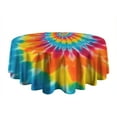 thumbnail image 5 of Colorful Rainbow Tie Dye Spiral Pattern Round Tablecloth 60"x60",Wrinkle Wipeable Table Cloth for Kitchen Dining Room Picnic Patio Party, 5 of 6